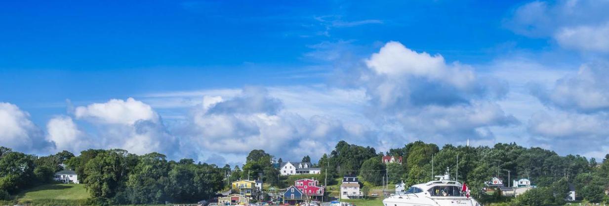 Image of a boat in front of Guysborough Harbour