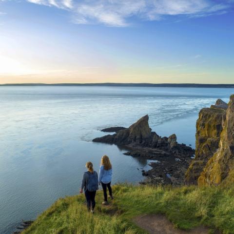 Two women overlooking Cape Split