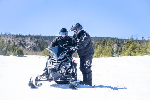 A snowmobiler in Port Hawkesbury