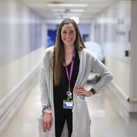 Female Pharmacist in hospital hallway