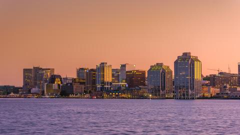 sunset over halifax skyline